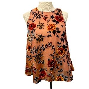 Miss Me Sleeveless Pink Floral Blouse Sz M